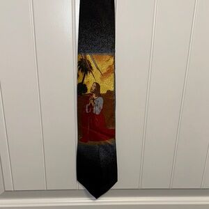 Religious Themed Necktie with Red and Black Design